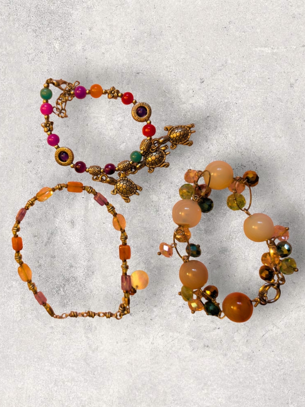 Multicolor and Orange Beaded Women's Bracelet Set
